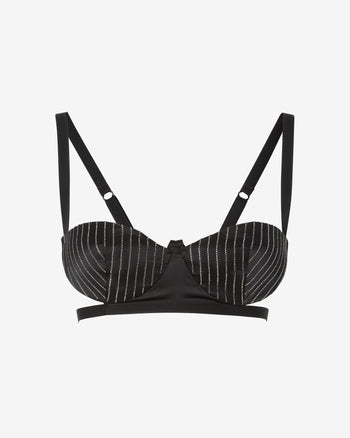 Pinstrip Bra : Women Tops Black | GCDS Spring/Summer 2023